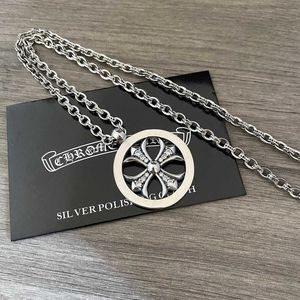 Chrome Hearts round cross encrusted letter necklace